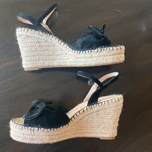 Kate Spade Wedges. Size 10. Black suede with cute bow. Barely worn. - Picture 2 of 3